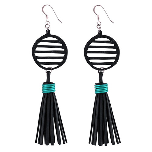 Lunar Recycled Rubber Tassel Earrings product view