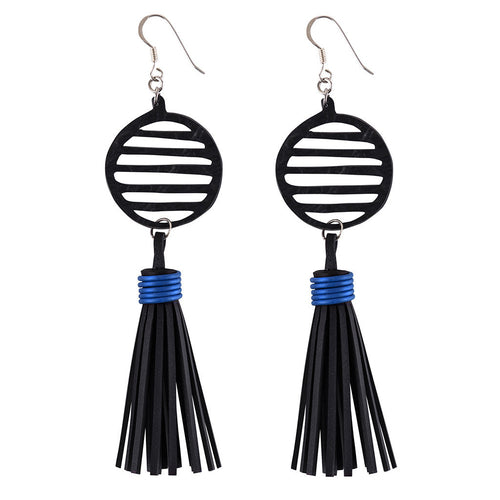 Lunar Recycled Rubber Tassel Earrings product view