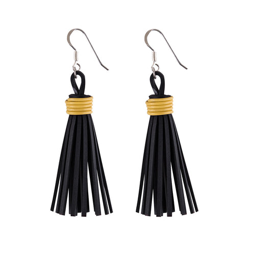 Asante Recycled Rubber Tassel Earrings product view