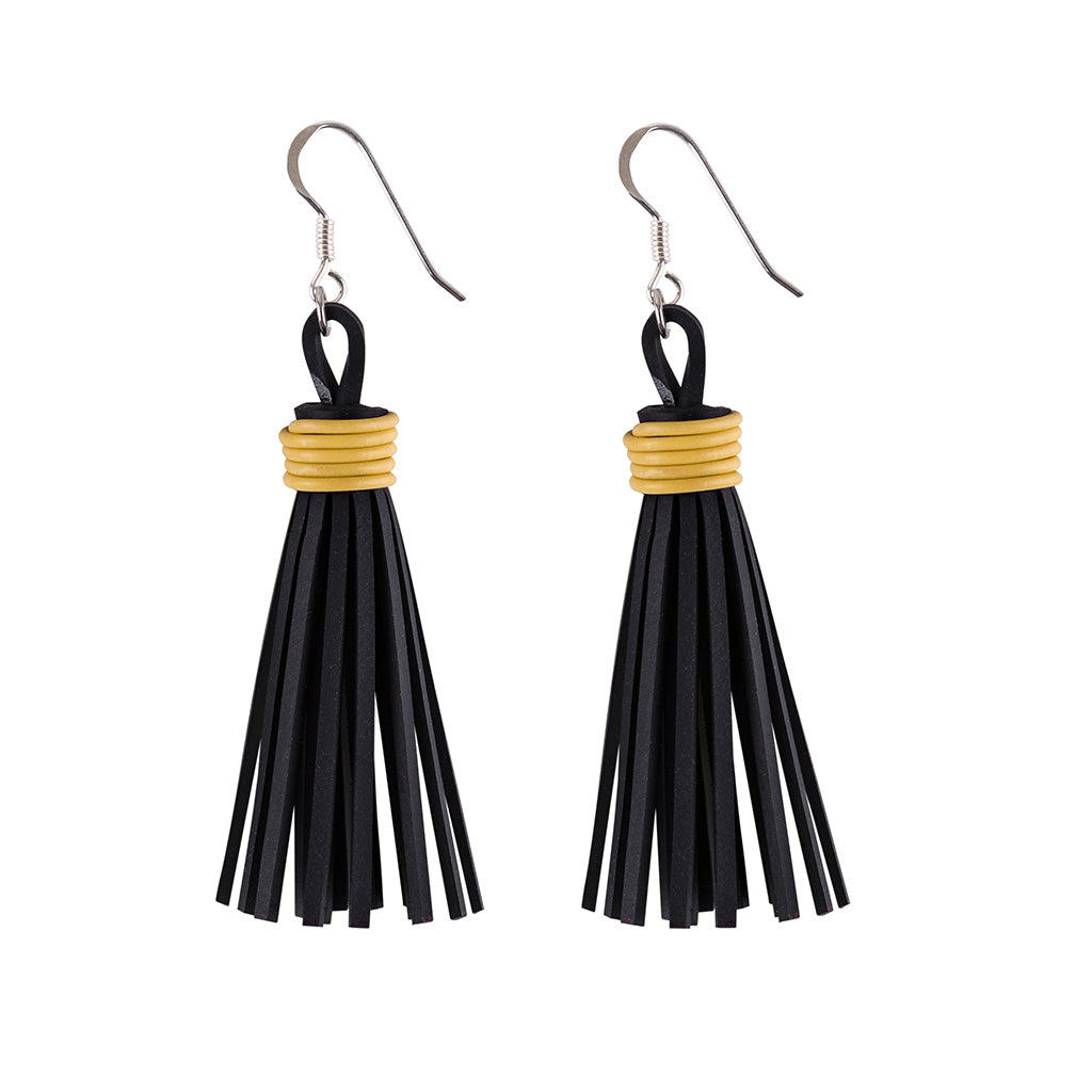 Asante Recycled Rubber Tassel Earrings product view