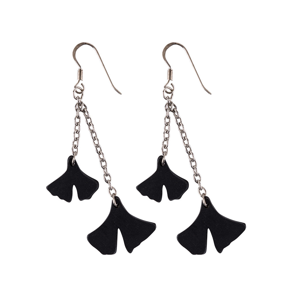 Ginkgo Leaf Recycled Rubber Earrings