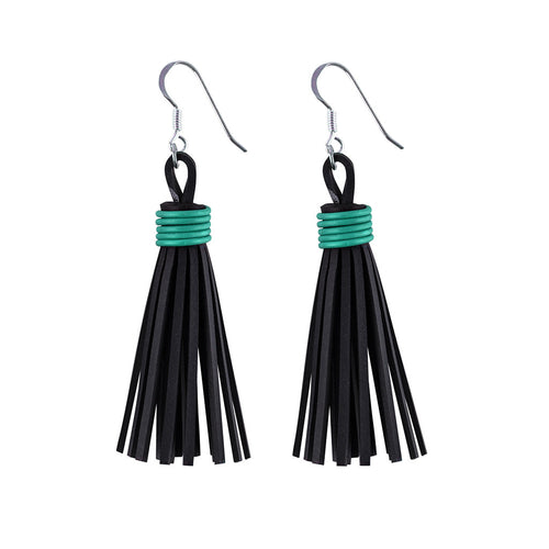 Asante Recycled Rubber Tassel Earrings product view