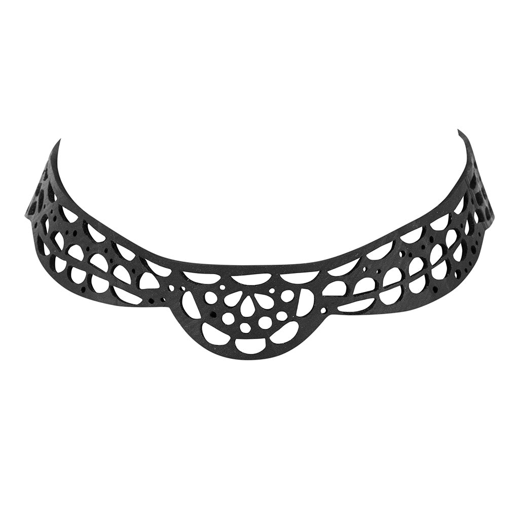 Lace black recycled rubber choker detail