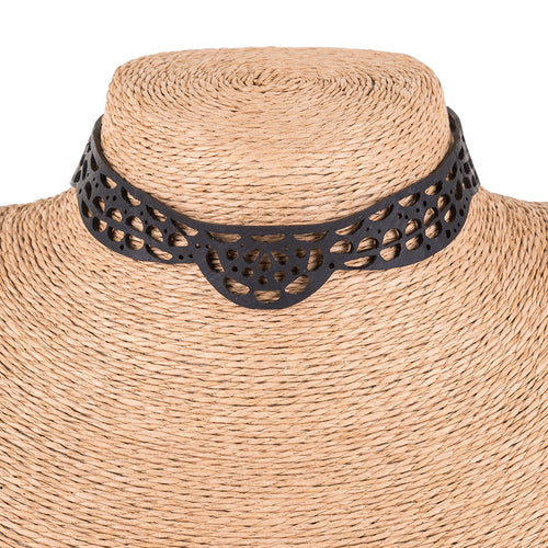 Lace black recycled rubber choker alternative view