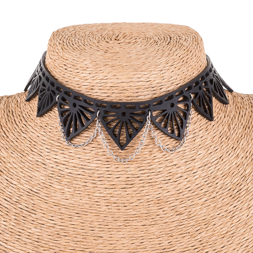 Florence black Art Deco recycled rubber choker