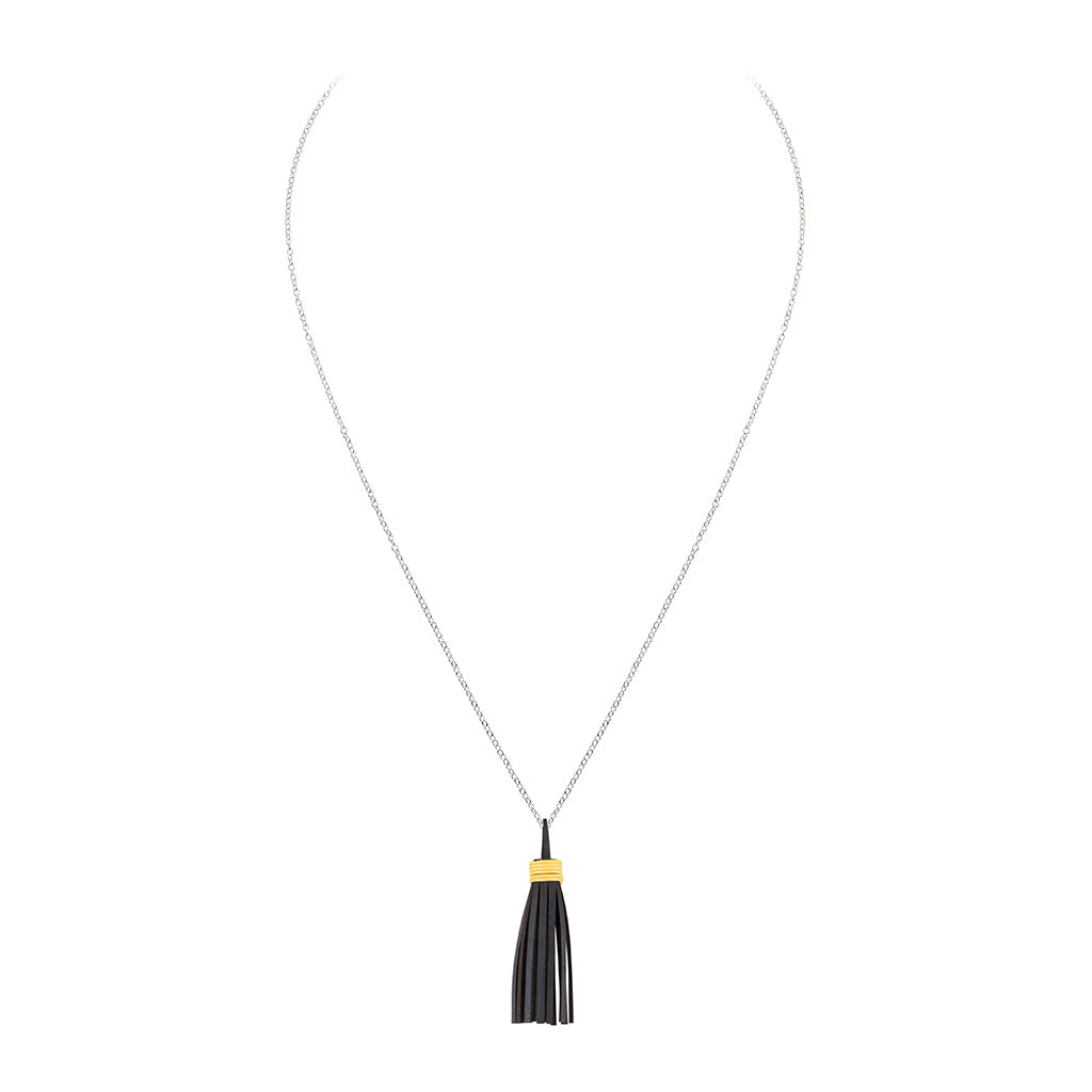 Asante Recycled Rubber Tassel Necklace product view