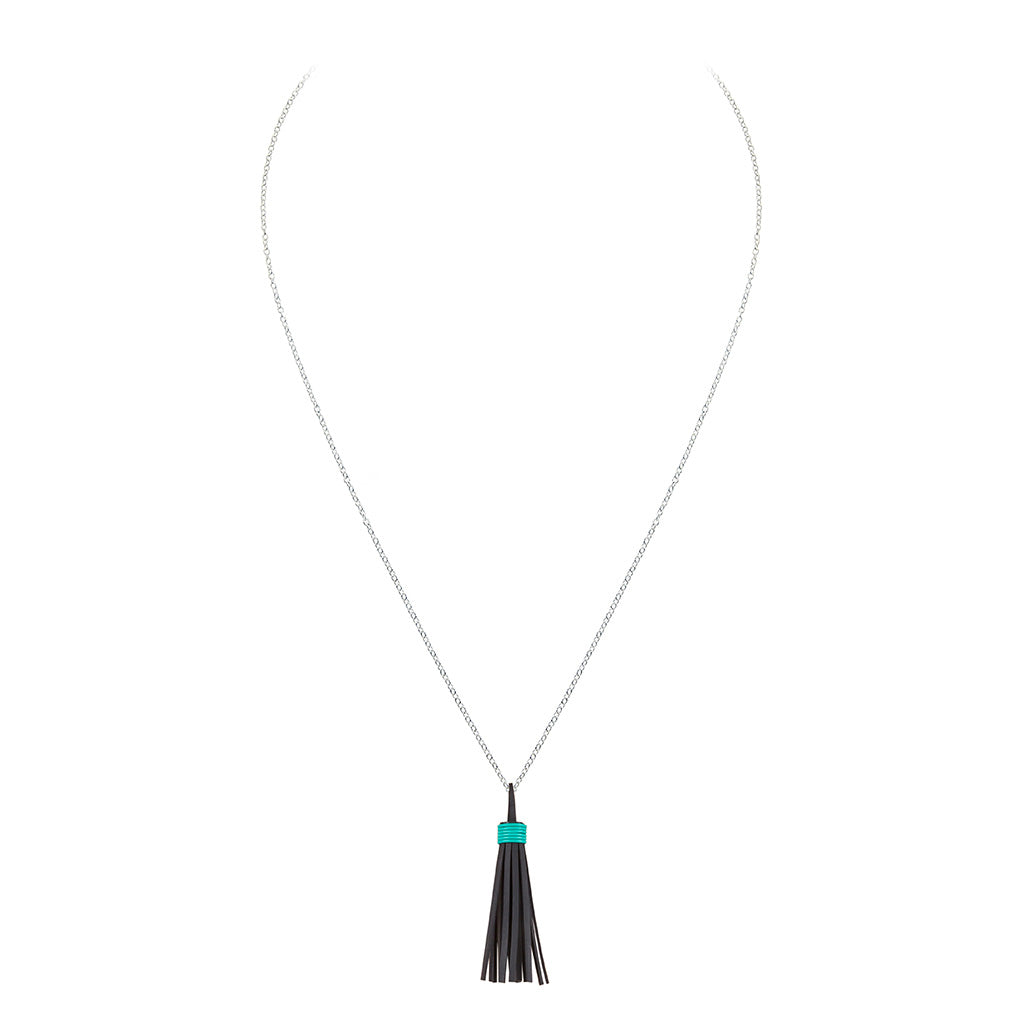 Asante Recycled Rubber Tassel Necklace product view