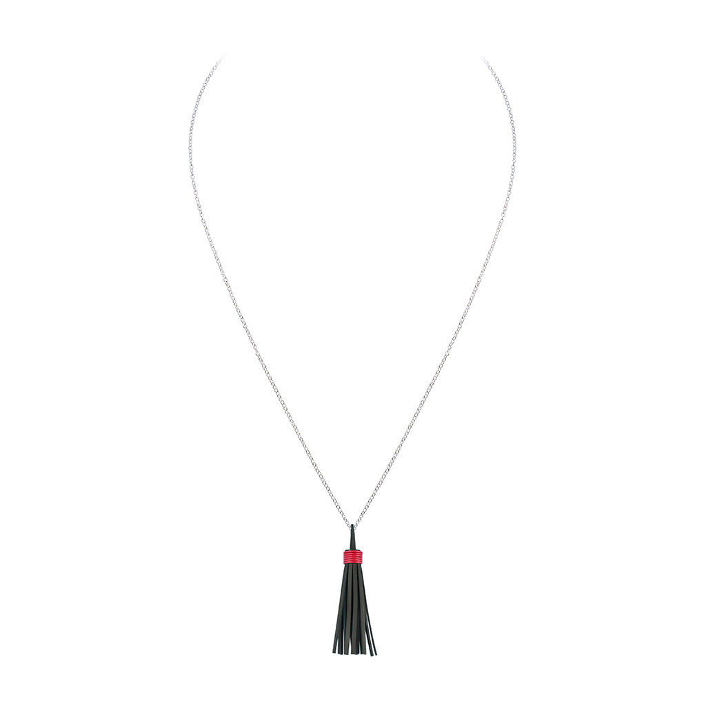 Asante Recycled Rubber Tassel Necklace product view