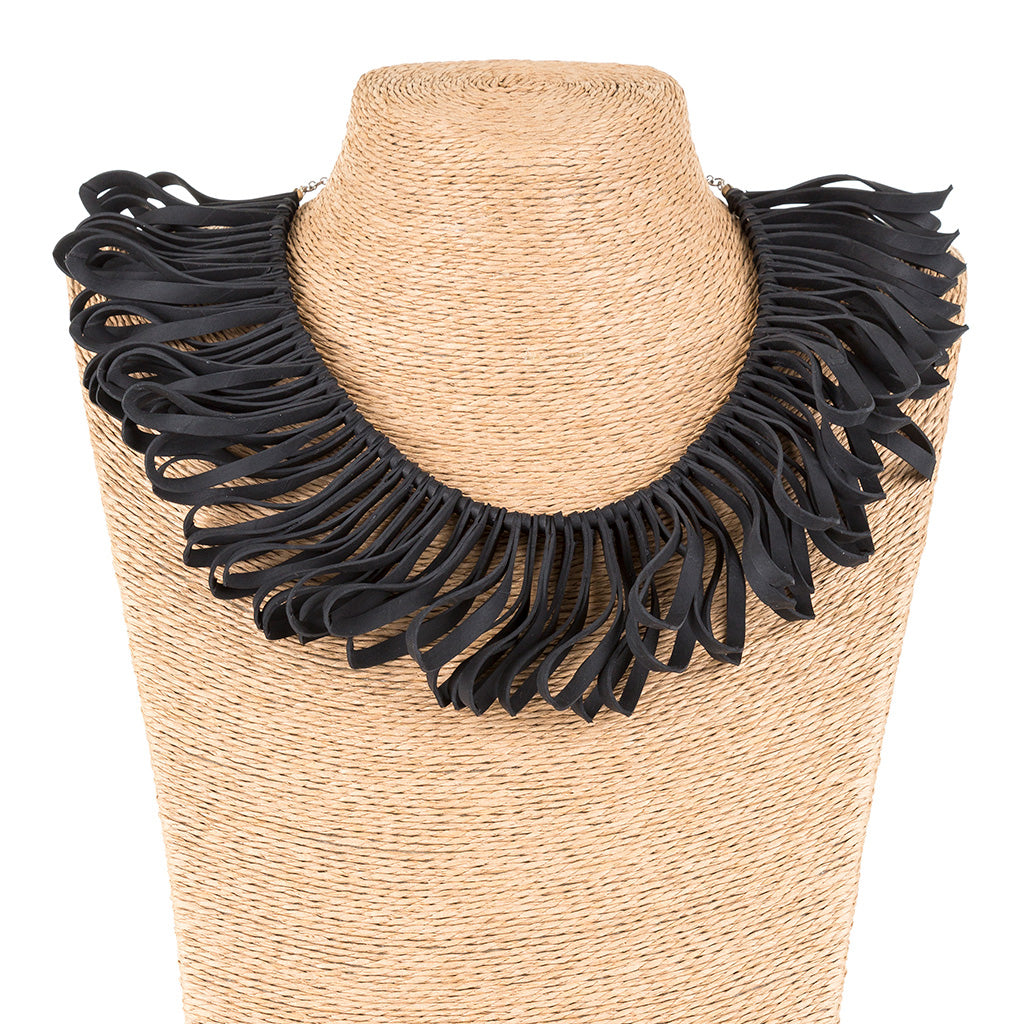 Fay black recycled rubber statement necklace