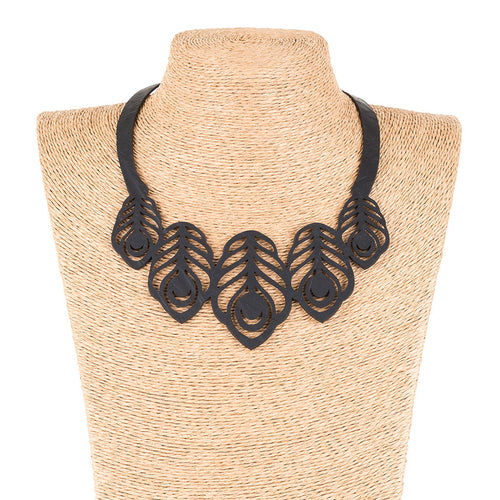 Peacock Feather Rubber Necklace