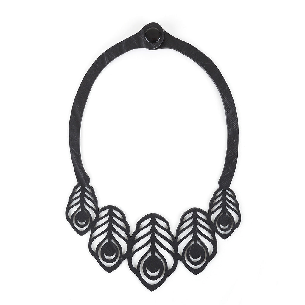 Peacock Feather Rubber Necklace