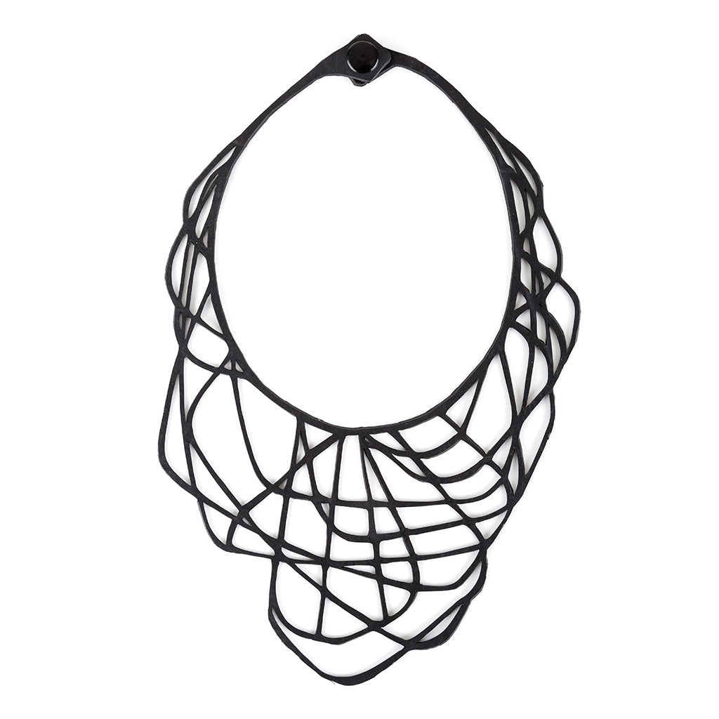 Orion black recycled rubber necklace detail