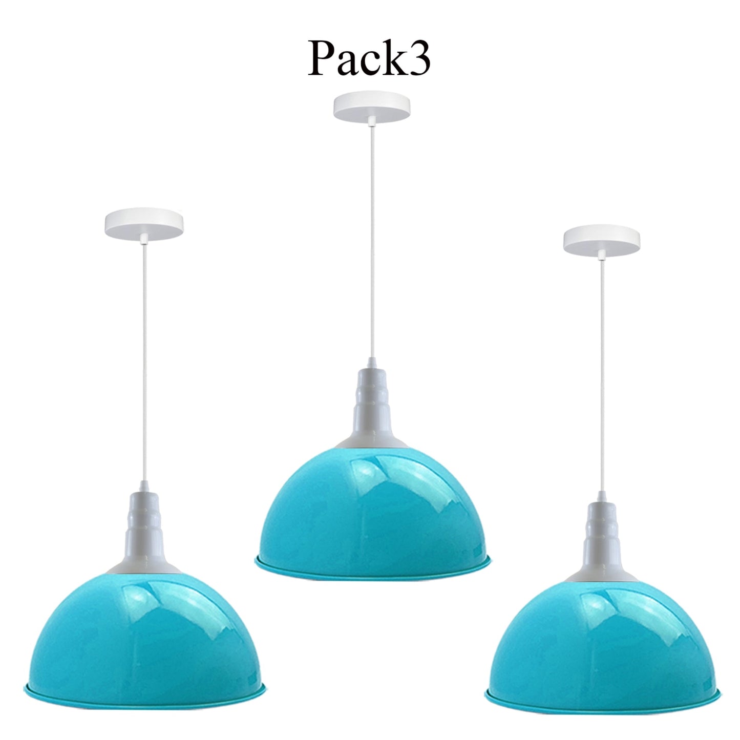 3 Pack Vintage Industrial Blue Ceiling Pendant Lights