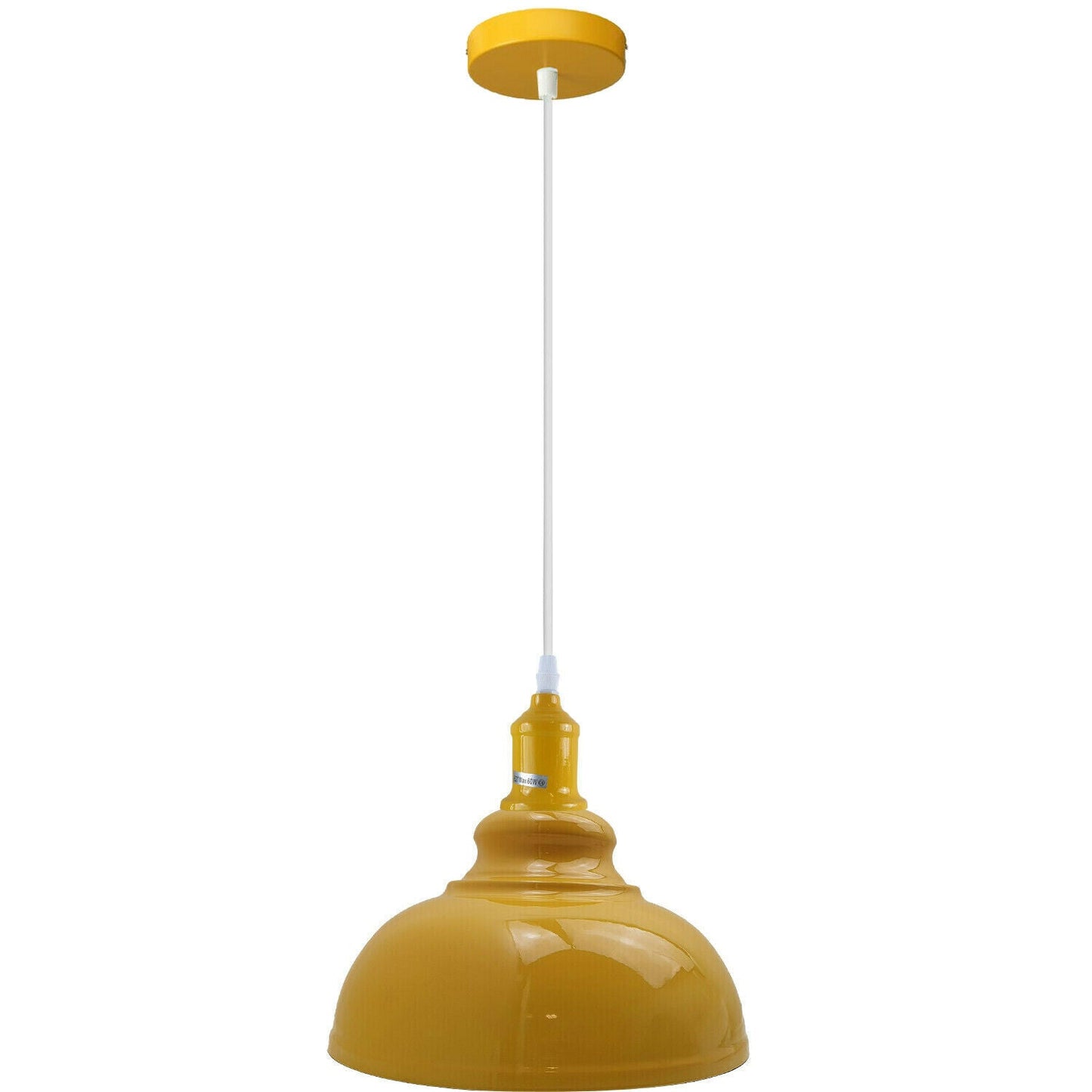 Yellow Curved Metal Dome Pendant Light Shade Dining Room