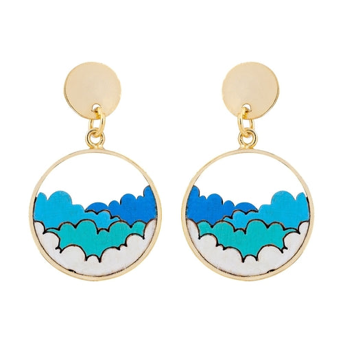 Cloud Eco-friendly Recycled Wood Gold Earrings