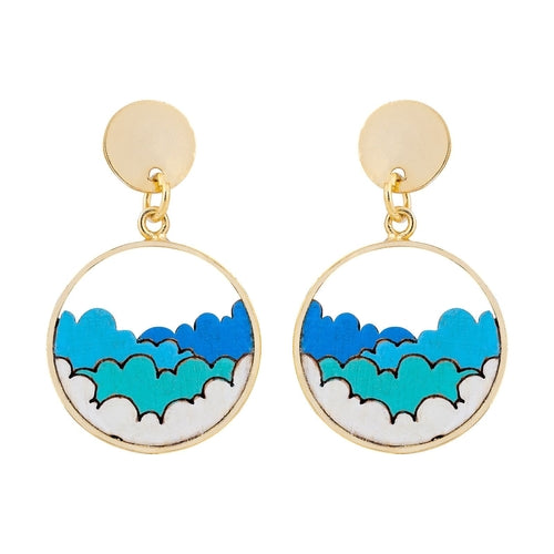 Fluffy Clouds Recycled Wood Earrings
