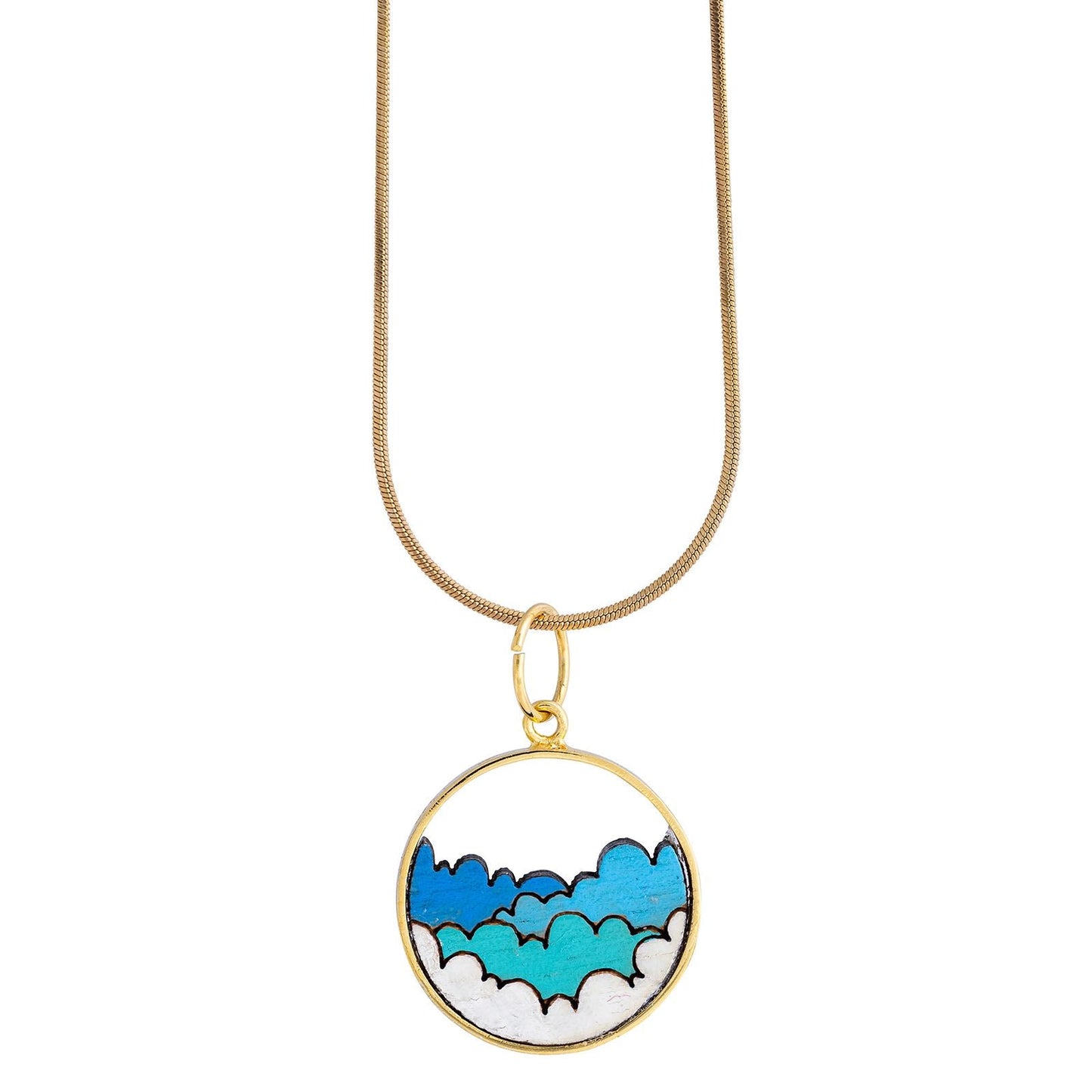 Fluffy Clouds Recycled Wood Necklace