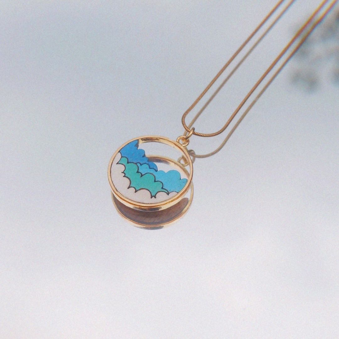 Fluffy Clouds Recycled Wood Necklace