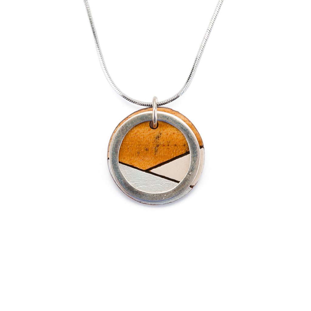 Contour Recycled Wood Silver Tone Necklace product view