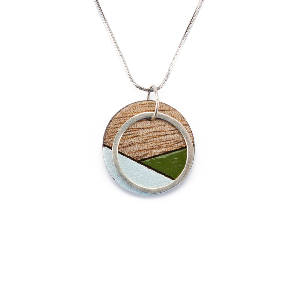 Contour Recycled Wood Silver Tone Necklace product view