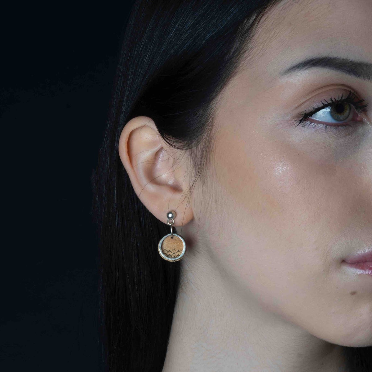 Cove reclaimed wood earrings with sterling silver studs