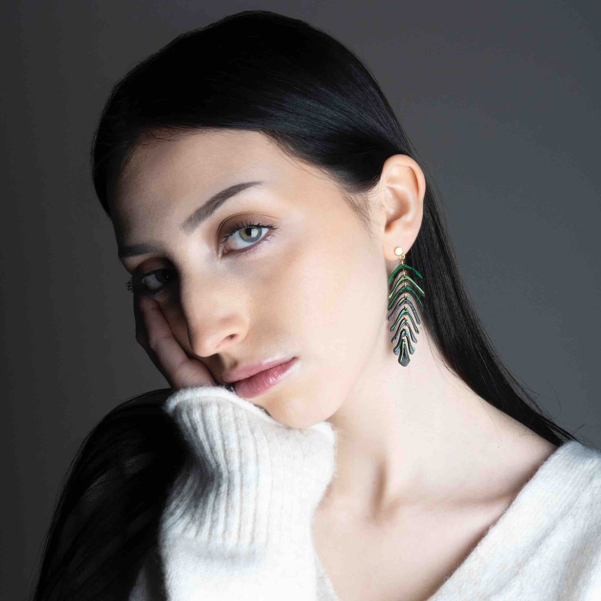 Areca Reclaimed Rosewood Palm Leaf Earrings product view