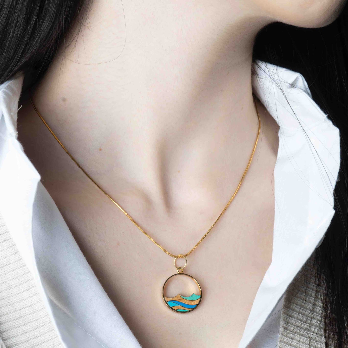 Ocean Recycled Wood Necklace