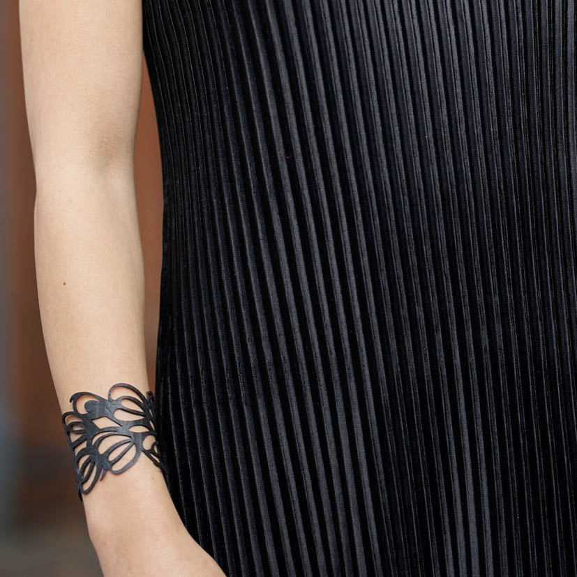 Bella recycled rubber bracelet worn