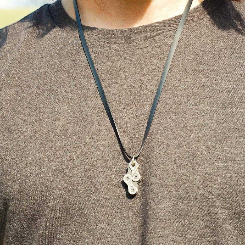 Diamond Recycled Bike Chain Necklace product view