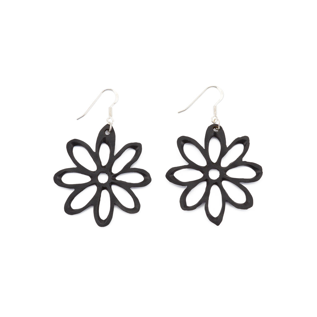 Dahlia Recycled Rubber Flower Earrings