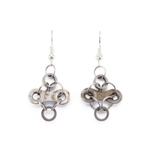 Diamond Recycled Bike Chain Earrings product view