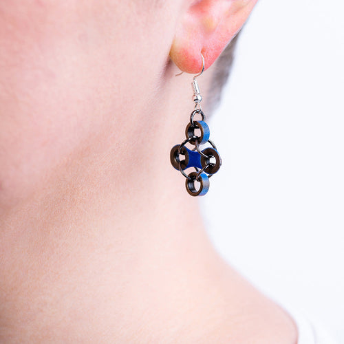 Diamond Recycled Bike Chain Earrings product view