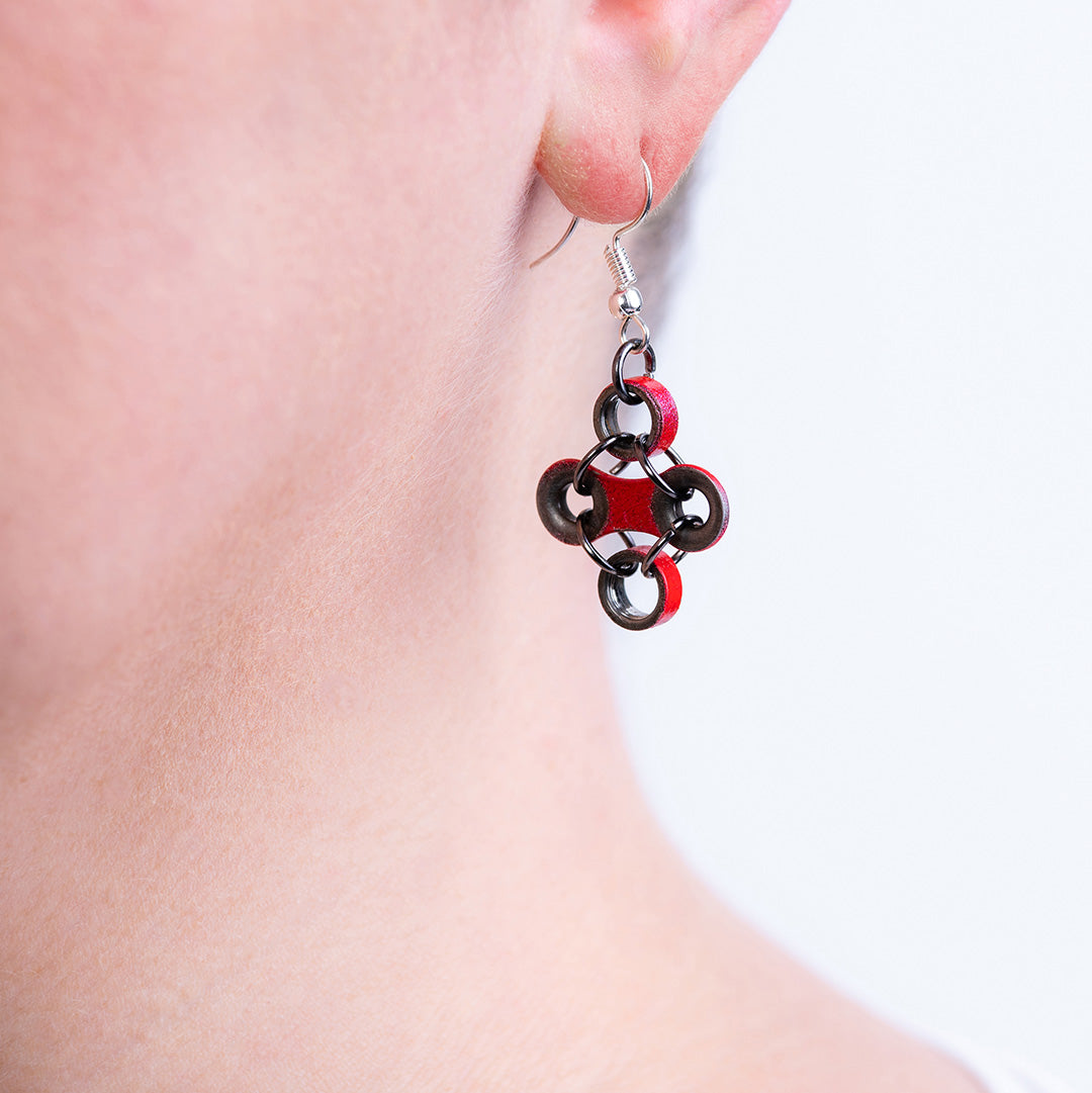 Diamond Recycled Bike Chain Earrings product view