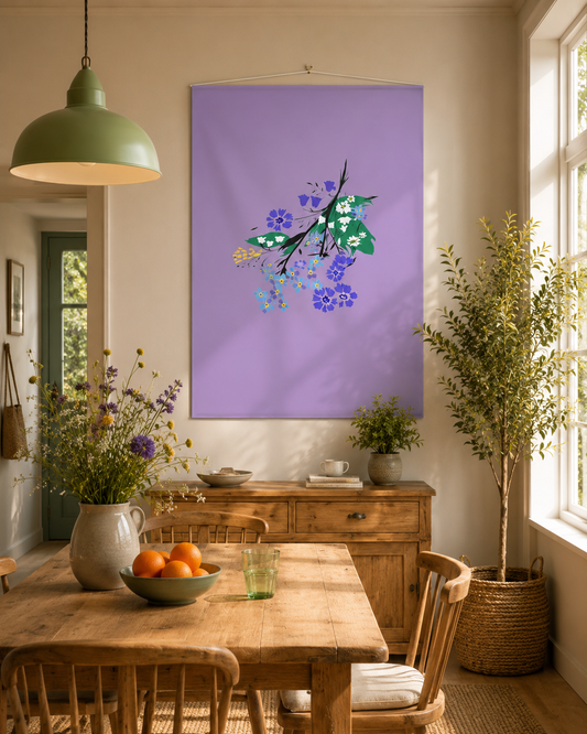 Posy Riot - Eva May - Large Fabric Wall Hanging - Purple Haze