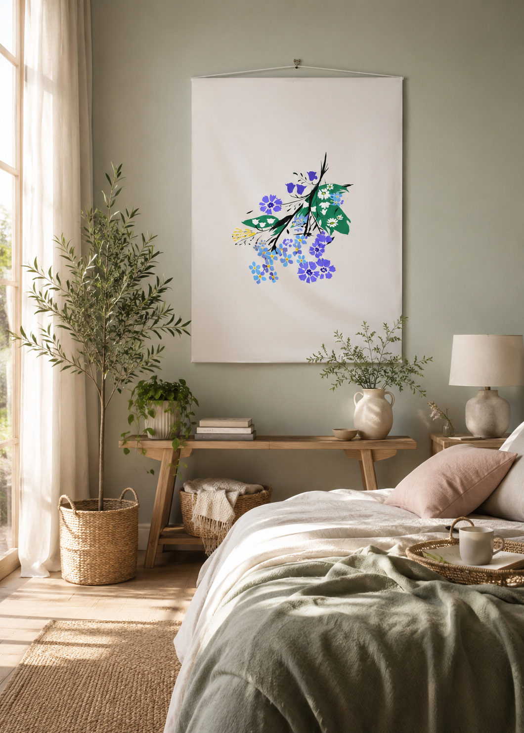Posy Riot - Eva May - Large Fabric Wall Hanging - Stone