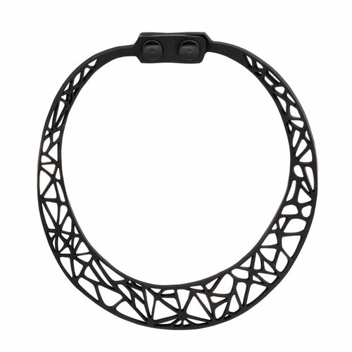 Ella black recycled rubber geometric necklace detail