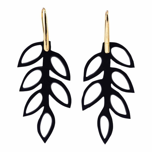 Evergreen Leaf Recycled Rubber Earrings product view
