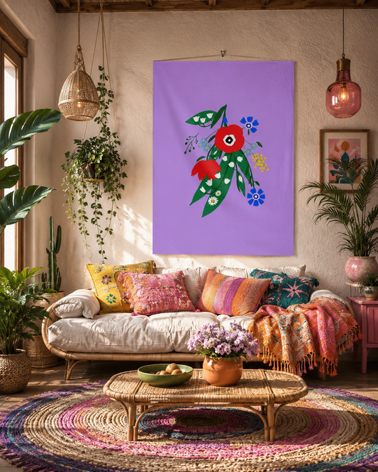 Posy Riot - Poppy Ardevora - Fabric Wall Hanging - Lush Lilac
