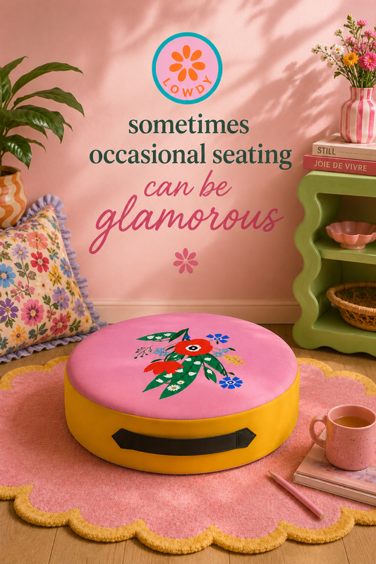 Posy Riot Round Floor Cushion - Poppy Ardevora - Pink Pop