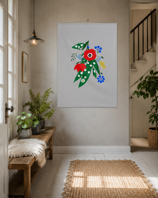 Posy Riot - Poppy Ardevora - Large Fabric Wall Hanging - Smoke