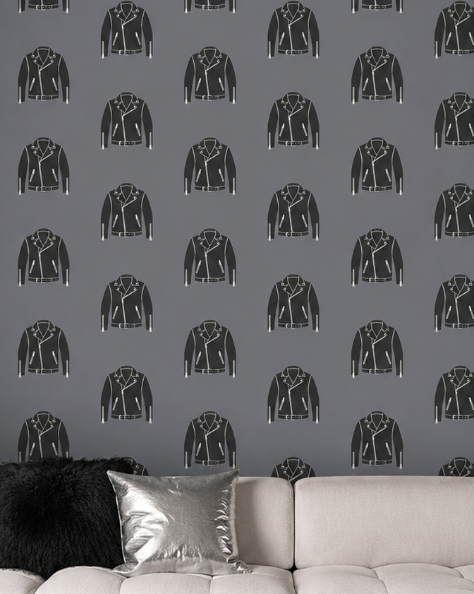 Rebel Riot - Leather Jacket -  Signature Wallpaper - Grey