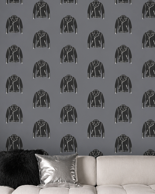 Rebel Riot - Leather Jacket -  Signature Wallpaper - Grey