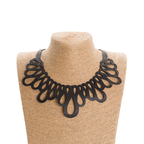 Ripple Recycled Rubber Wave Necklace product view