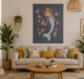 Senara - Mermaid - Fabric Wall Hanging - Moonstone