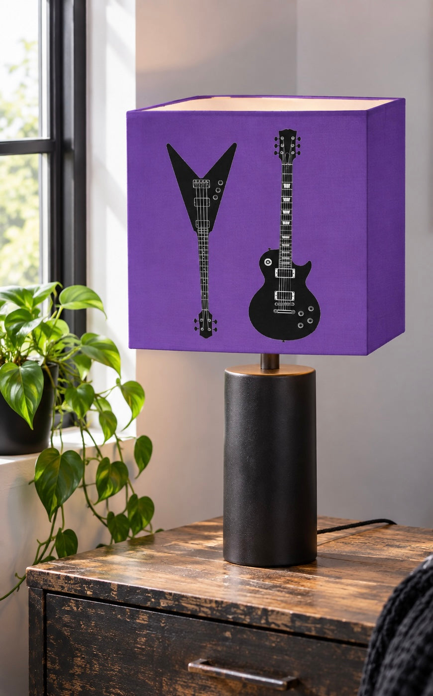 Rebel Riot - Electric Guitars Square Lampshade - Voltage