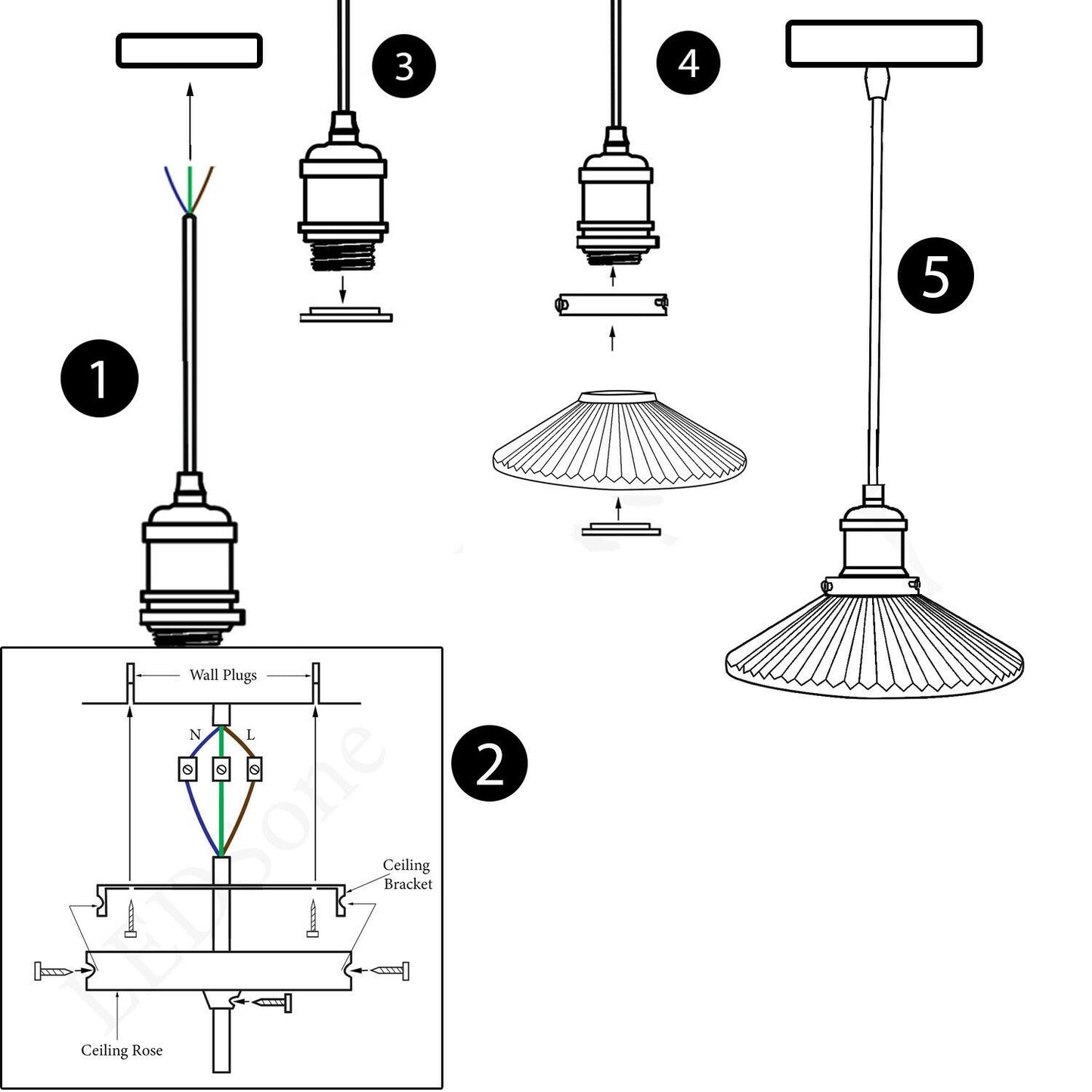 Industrial Suspended Ceiling Lights Style Glass Lamp Shade