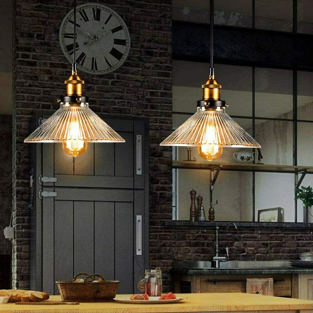 Industrial Suspended Ceiling Lights Style Glass Lamp Shade