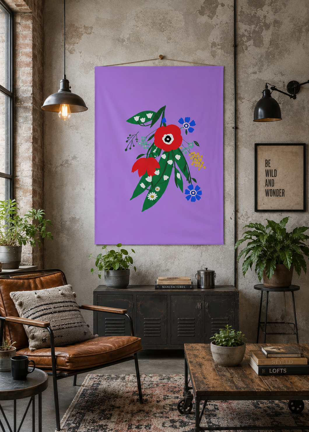Posy Riot - Poppy Ardevora - Fabric Wall Hanging - Lush Lilac