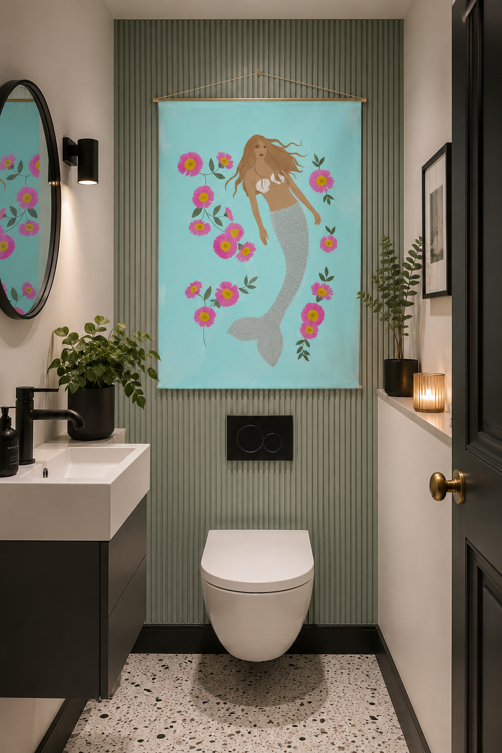 Senara - Mermaid - Fabric Wall Hanging - Sea Mist