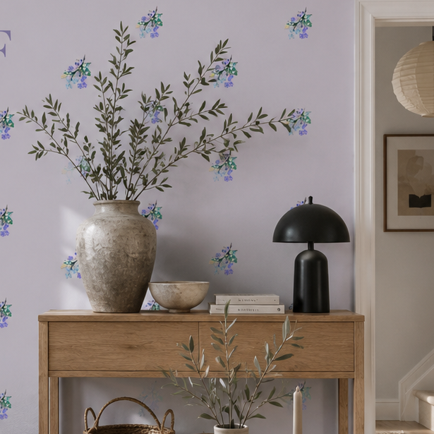 Posy Riot - Eva May- Signature Wallpaper - Lilac Grey